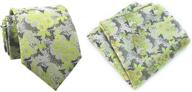 👔 premium wedding necktie and pocket square set for men - exquisite floral pattern logo