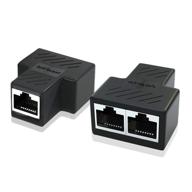 улучшите свою сетевую связь с адаптером ethernet splitter - rj45 lan network internet splitter для кабелей cat5, cat5e, cat6, cat7 - комплект из 2 штук. логотип