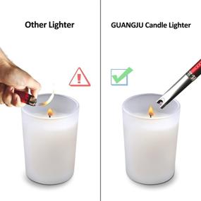 img 1 attached to 🔥 GUANGJU Candle Lighter - USB Rechargeable Grill Lighter with LED Lighting, Battery Display, Safety Switch - Windproof, Flameless Arc Lighter for Home, Kitchen, BBQ (Red)