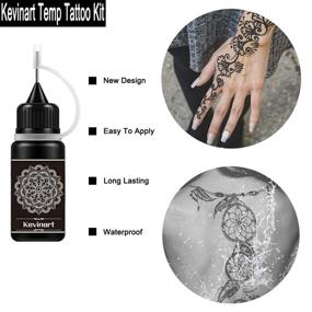 img 2 attached to 🎨 Kevinart Temp Tattoo Kit: 4 Bottles of Freehand Inks for Creative Body Art - Semi Permanent Tattoo Ink/Gel with Cute Designs, Adhesive Stencils - Ideal for Men, Women, Kids, Girls, Boys - Drawing Fun and Supplies