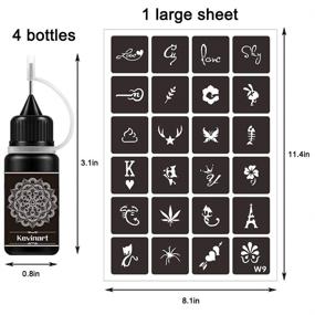 img 3 attached to 🎨 Kevinart Temp Tattoo Kit: 4 Bottles of Freehand Inks for Creative Body Art - Semi Permanent Tattoo Ink/Gel with Cute Designs, Adhesive Stencils - Ideal for Men, Women, Kids, Girls, Boys - Drawing Fun and Supplies