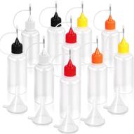 🖌️ 10 pcs precision tip applicator bottle: fandamei 5 color glue applicator with mini funnel - perfect for alcohol ink, diy quilling, crafts, and acrylic painting logo