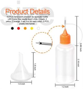 img 3 attached to 🖌️ 10 PCS Precision Tip Applicator Bottle: FANDAMEI 5 Color Glue Applicator with Mini Funnel - Perfect for Alcohol Ink, DIY Quilling, Crafts, and Acrylic Painting