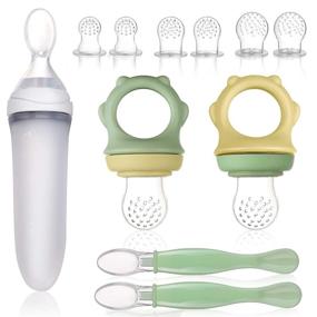 img 4 attached to 🍼 Lictin Baby Food Feeder Pacifier Set 11 Pcs - Squeeze Spoon with Fresh Silicone Bottle, Infant Safety Spoon, Baby Feeding Utensils - Feeding Supplies Gift Box