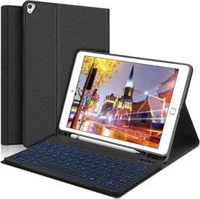 img 4 attached to 💻 iPad 8th Gen Keyboard Case 2020 10.2 inch - Detachable Backlit Keyboard & Pencil Holder - Black