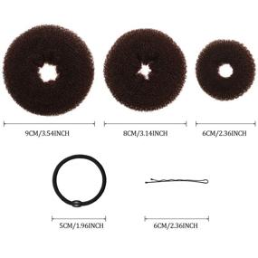 img 3 attached to 9-Piece Donut Hair Bun Maker Set with Foam Sponge Doughnut Bun Ring Style, Including 12 Hair Elastic Bands Ties and 32 Hair Bobby Pins for Women, Girls, and Kids - in Black, Brown, and Beige