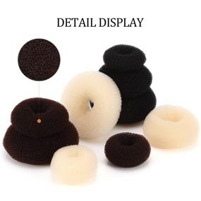 img 1 attached to 9-Piece Donut Hair Bun Maker Set with Foam Sponge Doughnut Bun Ring Style, Including 12 Hair Elastic Bands Ties and 32 Hair Bobby Pins for Women, Girls, and Kids - in Black, Brown, and Beige