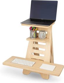 img 3 attached to Enhance Your Work from Home Experience with Ergonomic Wooden Standing Desk - Adjustable Height for Back Pain Relief