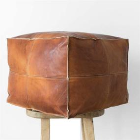 img 4 attached to 🪑 ArtOuarzazate Moroccan Square Poufs Handmade - Enhance Comfort with Natural Brown Color Ottoman & Footrest (Brown)