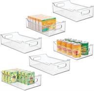 🗄️ mdesign stackable plastic kitchen pantry cabinet organizer - 6 pack clear bins логотип