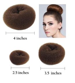 img 3 attached to 🍩 Styla Hair 3 Piece Donut Hair Bun Maker Set - Brown (Small, Medium, Large)