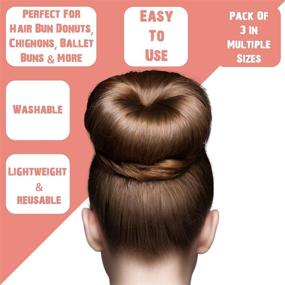 img 4 attached to 🍩 Styla Hair 3 Piece Donut Hair Bun Maker Set - Brown (Small, Medium, Large)