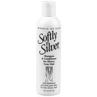 👵 softly silver: revitalizing gray hair shampoo/conditioner – 8 oz bottle logo