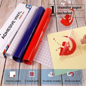 img 2 attached to 🎨 YRYM Permanent Vinyl Rolls - Glossy Red & Royal Blue - 12" x 5ft - Cricut, Silhouette, and Cameo Compatible - Craft Vinyl with Transfer Tape - Ideal for Signs, Scrapbooking, and DIY Projects