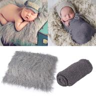📸 aniwon 2pcs newborn photo props: long ripple wraps and diy blanket for baby boys and girls - grey & dark grey - ideal for photography mat logo
