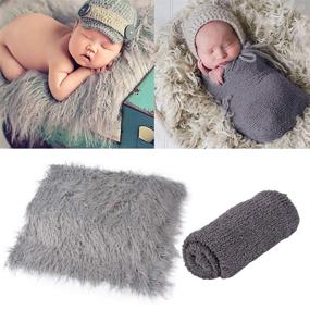 img 4 attached to 📸 Aniwon 2Pcs Newborn Photo Props: Long Ripple Wraps and DIY Blanket for Baby Boys and Girls - Grey & Dark Grey - Ideal for Photography Mat