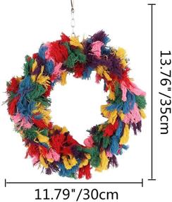 img 3 attached to 🐦 Bird Parrot Preening Toy: Colorful Cotton Rope Hanging Ring for African Grey Cockatoo Conure Parakeet - Chew, Climb & Bite