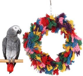 img 4 attached to 🐦 Bird Parrot Preening Toy: Colorful Cotton Rope Hanging Ring for African Grey Cockatoo Conure Parakeet - Chew, Climb & Bite