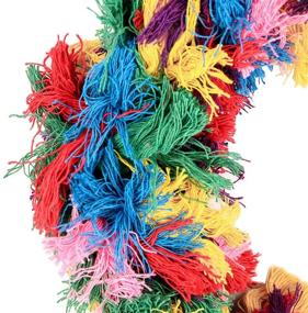 img 1 attached to 🐦 Bird Parrot Preening Toy: Colorful Cotton Rope Hanging Ring for African Grey Cockatoo Conure Parakeet - Chew, Climb & Bite