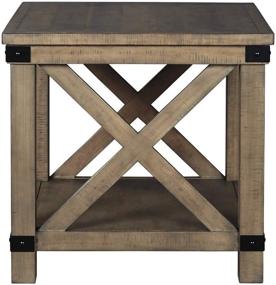 img 2 attached to Light Brown Farmhouse Square End Table with Crossbuck Details by Signature Design Ashley Aldwin