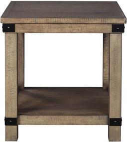 img 3 attached to Light Brown Farmhouse Square End Table with Crossbuck Details by Signature Design Ashley Aldwin