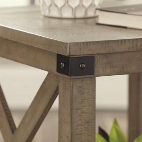 img 1 attached to Light Brown Farmhouse Square End Table with Crossbuck Details by Signature Design Ashley Aldwin