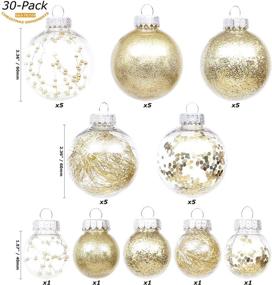 img 3 attached to 🎄 30 Counts of Sea Team 60mm/2.36" Shatterproof Clear Plastic Christmas Ball Ornaments in Gold - Transparent, See-Through Crystal Baubles with Delicate Decorations for Xmas Tree