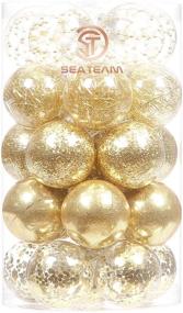 img 4 attached to 🎄 30 Counts of Sea Team 60mm/2.36" Shatterproof Clear Plastic Christmas Ball Ornaments in Gold - Transparent, See-Through Crystal Baubles with Delicate Decorations for Xmas Tree