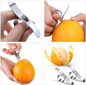 img 1 attached to 🍊 Affordable Orange Peeler Set: 2 Stainless Steel Round Citrus Peelers for Easy Orange Skin Removal and Fruit Slicing in the Kitchen