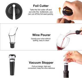 img 1 attached to 🍾 Silver Electric Wine Bottle Opener Set for Women - Rechargeable Automatic Opener, USB Charger, Foil Cutter, Vacuum Stopper, Wine Pourer - 4-in-1 Gift