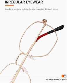 img 3 attached to TIJN Women's Trendy Metal Eyeglasses - Blue Light Blocking Glasses with Irregular Frame to Combat Eye Fatigue