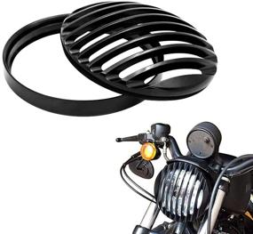img 4 attached to 🏍️ Enhance Style and Protection with the 5 3/4" Black Aluminum Headlight Grill Cover for Sportster Roadster XL1200R XL883 883 Custom XL883C/XL1200C Low XL883L/XL1200L Iron 883 XL883N