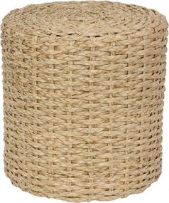 img 1 attached to 🪑 Natural Rush Grass Knotwork Stool by Oriental Furniture