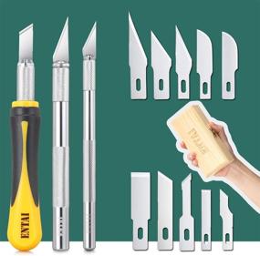 img 2 attached to 🔪 ENTAI Precision Craft Hobby Knife Kit: 16-Piece Set with Wooden Box & 10 Blades - Perfect for Pumpkin Carving, Craft, Model Building, DIY Art Work Cutting