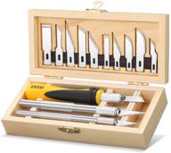 🔪 entai precision craft hobby knife kit: 16-piece set with wooden box & 10 blades - perfect for pumpkin carving, craft, model building, diy art work cutting logo