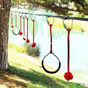 img 4 attached to 👧 Kids Ninja Warrior Obstacle Course - 44 FT Outdoor Ninja Slackline Course with Hanging Line Accessories, Swing, Rope Ladder, Training Equipment, and Slack Line Gear