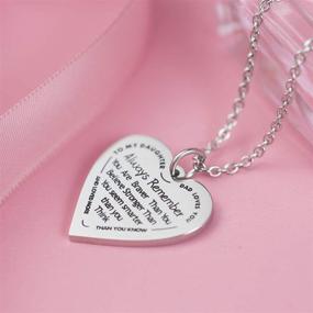 img 2 attached to 🌸 Haoflower Daughter Heart Pendant Necklace: Empowering Motivational Message from Mom and Dad, Crafted in Stainless Steel