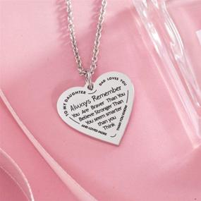 img 1 attached to 🌸 Haoflower Daughter Heart Pendant Necklace: Empowering Motivational Message from Mom and Dad, Crafted in Stainless Steel