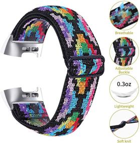 img 2 attached to Hopply Adjustable Elastic Nylon Bands Compatible With Fitbit Charge 4 / Charge 3 / 3SE Bands
