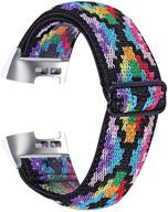hopply adjustable elastic nylon bands compatible with fitbit charge 4 / charge 3 / 3se bands logo