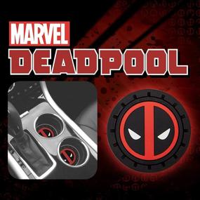 img 1 attached to 🔴 Marvel Comics Deadpool Auto Cup Holder Coaster 2-Pack - Plasticolor 001965R01