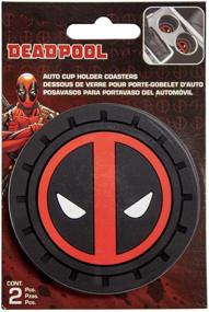 img 3 attached to 🔴 Marvel Comics Deadpool Auto Cup Holder Coaster 2-Pack - Plasticolor 001965R01
