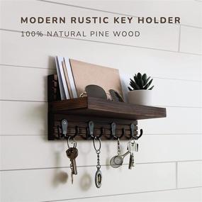 img 3 attached to 🔑 Stylish NAUMOO Natural Wooden Key Holder for Wall Decor - Modern Farmhouse Organizer with Shelf - Rustic Entryway Decor Rack with Double Hooks