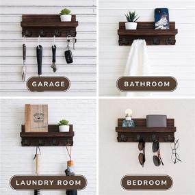 img 1 attached to 🔑 Stylish NAUMOO Natural Wooden Key Holder for Wall Decor - Modern Farmhouse Organizer with Shelf - Rustic Entryway Decor Rack with Double Hooks