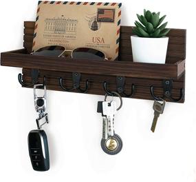 img 4 attached to 🔑 Stylish NAUMOO Natural Wooden Key Holder for Wall Decor - Modern Farmhouse Organizer with Shelf - Rustic Entryway Decor Rack with Double Hooks