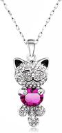 🐱 cute lucky cat swarovski crystal pendant necklace: perfect christmas jewelry gift for daughters & girls logo