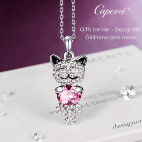 img 1 attached to 🐱 Cute Lucky Cat Swarovski Crystal Pendant Necklace: Perfect Christmas Jewelry Gift for Daughters & Girls