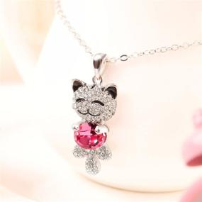 img 2 attached to 🐱 Cute Lucky Cat Swarovski Crystal Pendant Necklace: Perfect Christmas Jewelry Gift for Daughters & Girls