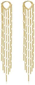 img 4 attached to 💎 ANDPAI Exquisite Chic Charm 14k Gold Silver Plated Large Chandelier Tassel Long Chain Geometric Huggie Hoop Dangle Drop Earrings for Women and Girls - Statement Jewelry Gifts