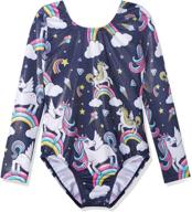 🦄 sparkling gymnastics leotards for girls: unicorn rainbow, fancy mermaid, pink purple clouds logo